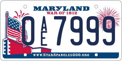 MD license plate 0AE7999