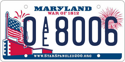 MD license plate 0AE8006