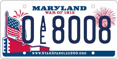 MD license plate 0AE8008