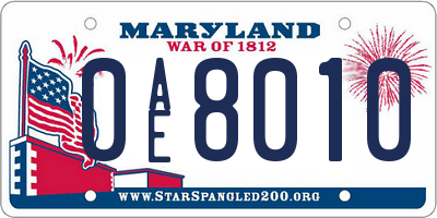MD license plate 0AE8010