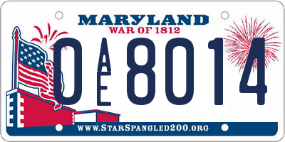 MD license plate 0AE8014