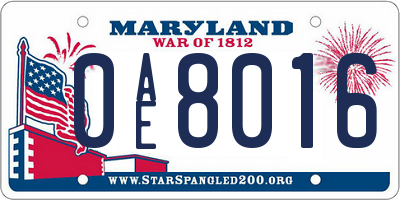 MD license plate 0AE8016