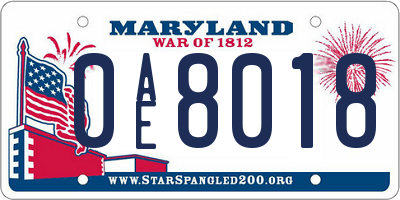 MD license plate 0AE8018