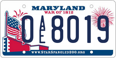 MD license plate 0AE8019