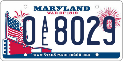 MD license plate 0AE8029