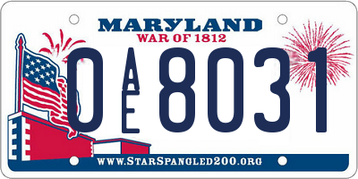 MD license plate 0AE8031