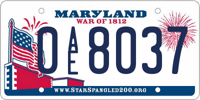 MD license plate 0AE8037