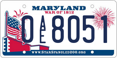 MD license plate 0AE8051