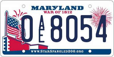 MD license plate 0AE8054