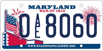 MD license plate 0AE8060