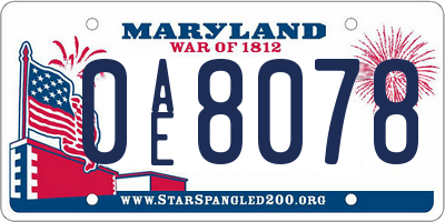 MD license plate 0AE8078
