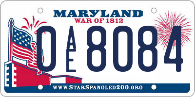 MD license plate 0AE8084