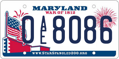 MD license plate 0AE8086