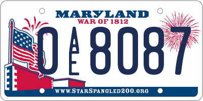 MD license plate 0AE8087