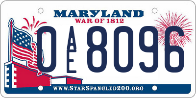MD license plate 0AE8096
