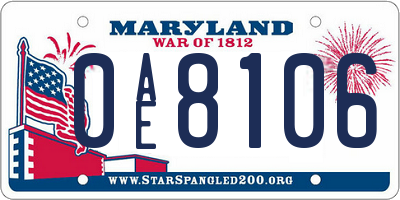 MD license plate 0AE8106