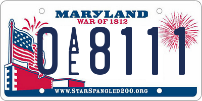 MD license plate 0AE8111
