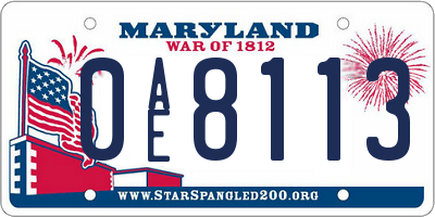 MD license plate 0AE8113