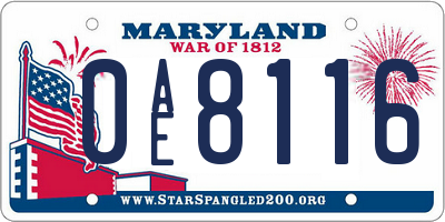 MD license plate 0AE8116