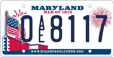 MD license plate 0AE8117