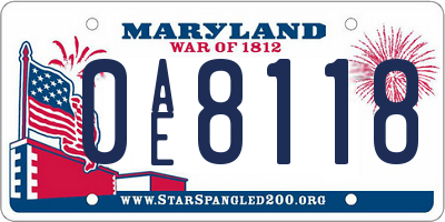 MD license plate 0AE8118