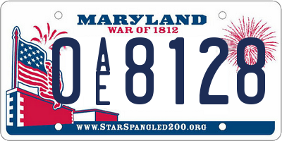 MD license plate 0AE8128