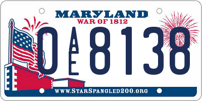 MD license plate 0AE8138