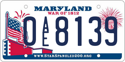 MD license plate 0AE8139