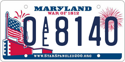 MD license plate 0AE8140