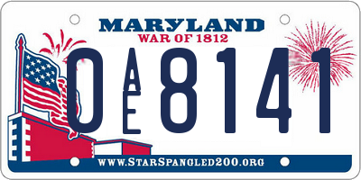 MD license plate 0AE8141