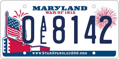 MD license plate 0AE8142