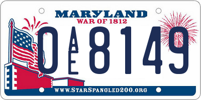 MD license plate 0AE8149
