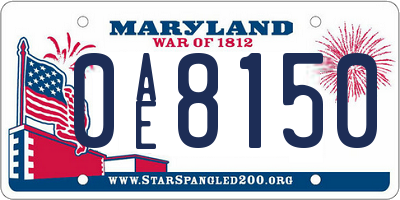 MD license plate 0AE8150