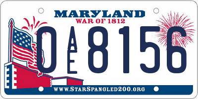 MD license plate 0AE8156