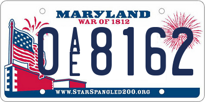 MD license plate 0AE8162