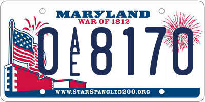 MD license plate 0AE8170