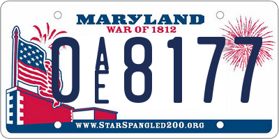 MD license plate 0AE8177