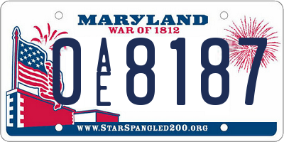 MD license plate 0AE8187