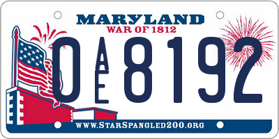 MD license plate 0AE8192