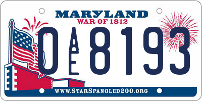 MD license plate 0AE8193