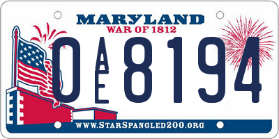 MD license plate 0AE8194
