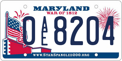 MD license plate 0AE8204