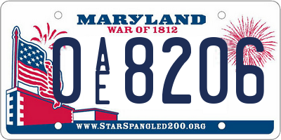 MD license plate 0AE8206