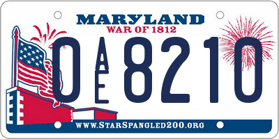 MD license plate 0AE8210