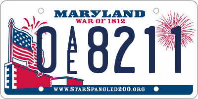 MD license plate 0AE8211