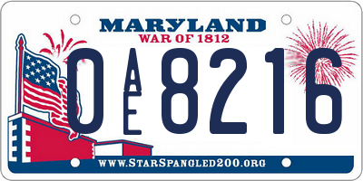 MD license plate 0AE8216