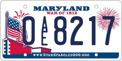 MD license plate 0AE8217