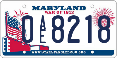 MD license plate 0AE8218