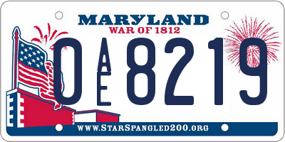 MD license plate 0AE8219