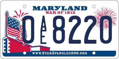 MD license plate 0AE8220